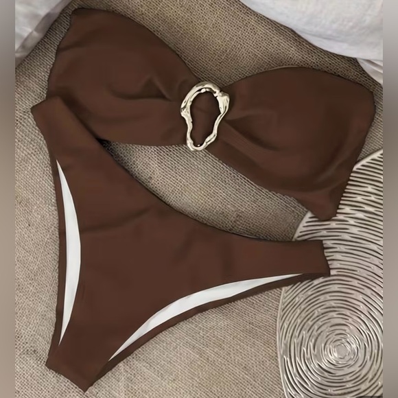 Pretty Woman Boutique Other - Chic Brown Bandeau Bikini Set